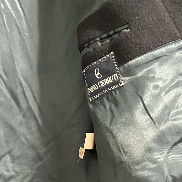 Nino Cerruti Navy Blue Double Breasted Cashmere Wool Blend Coat Sz. 44R - Picture 6 of 17